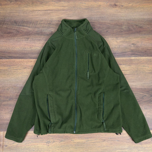 Cabelas Mens Full Zip Fleece Jacket Olive Green Outdoor Utility Size S 923045