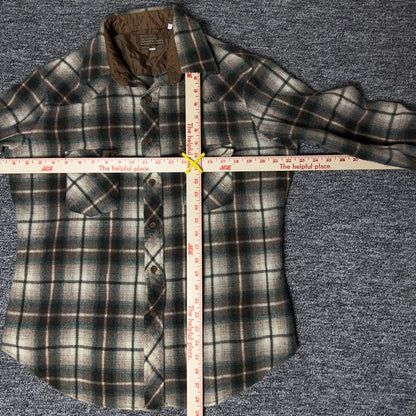 JCPenney Western Shop Flannel Shirt Mens 17-34 Brown Plaid