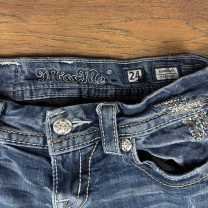 Y2K Miss Me Signature Straight Embellished Jeans Womens 24