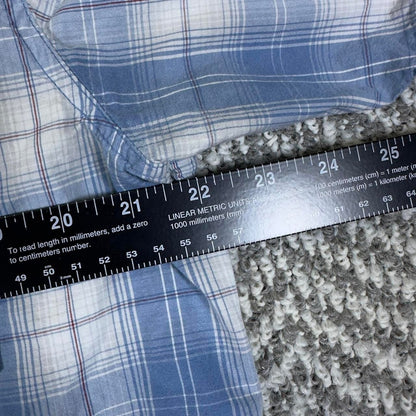 Vintage Carhartt Men's Blue Plaid Button-Up Shirt Large Y2K