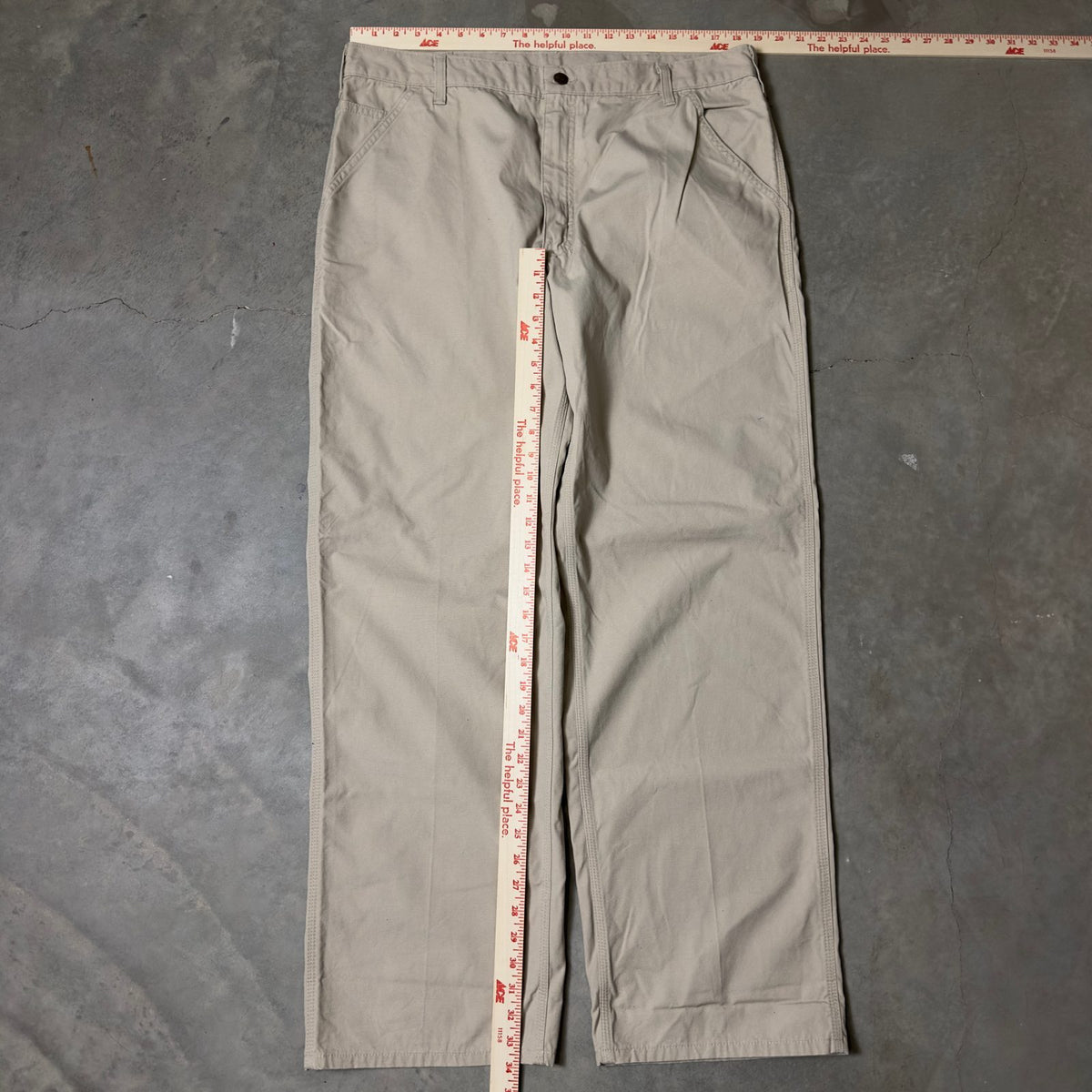 Carhartt Dungaree Fit Pants Mens 38x34 Stone Khaki Workwear