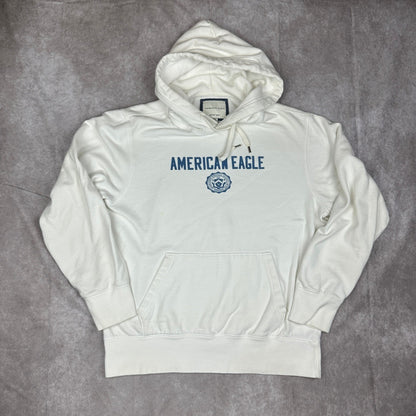 American Eagle Super Soft Hoodie M White Blue Crest Logo