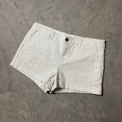 Victoria Secret Chino Shorts Women 12 White Teal Geometric