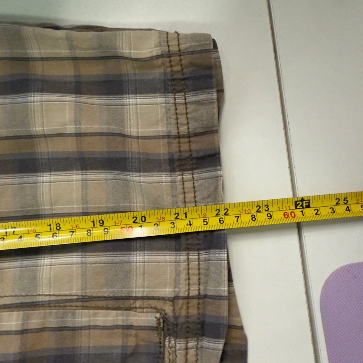 Wrangler Cargo Shorts Boys 18 Brown Plaid Baggy
