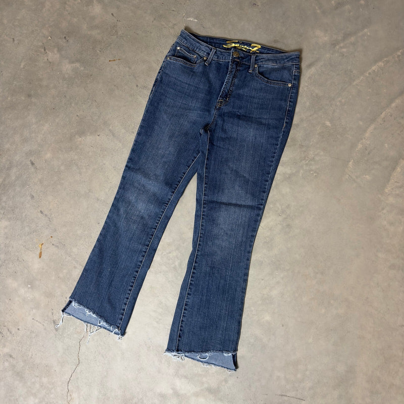 Seven7 Bootcut Jeans Womens 6 Blue Raw Hem