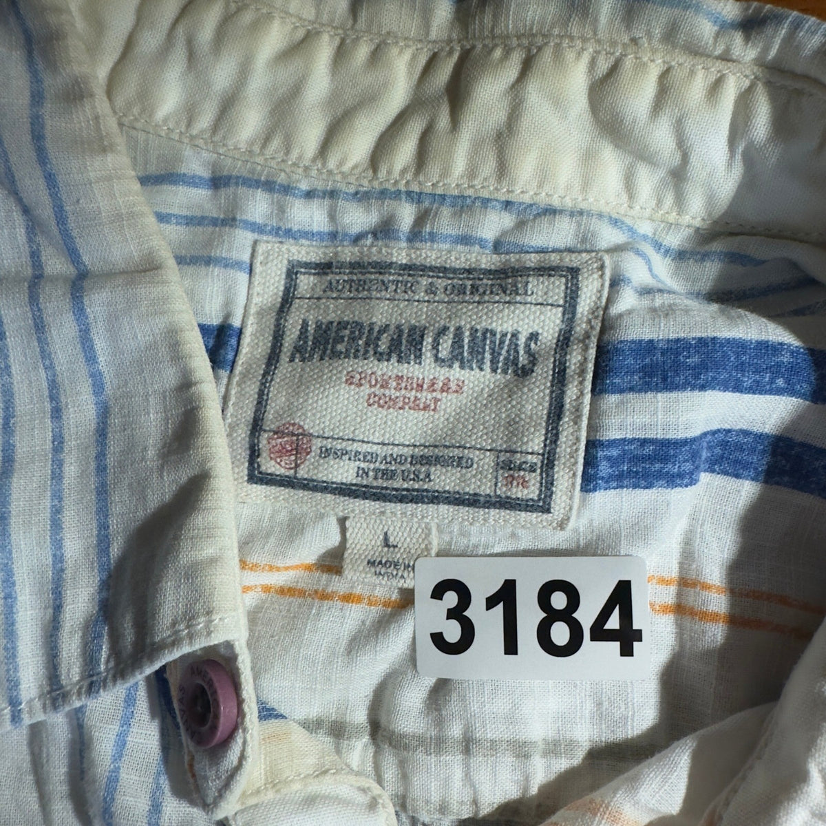 Vintage American Canvas Button Down Shirt Men Large White