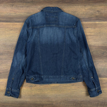 Eddie Bauer Denim Trucker Jacket Womens M Dark Wash Blue