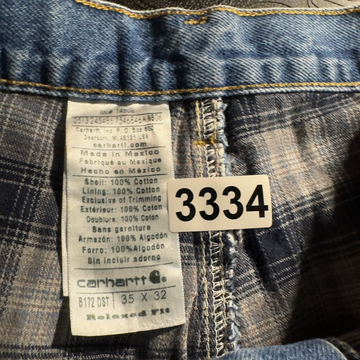 Vintage Carhartt Flannel Lined Jeans Mens 35x32 Baggy B172