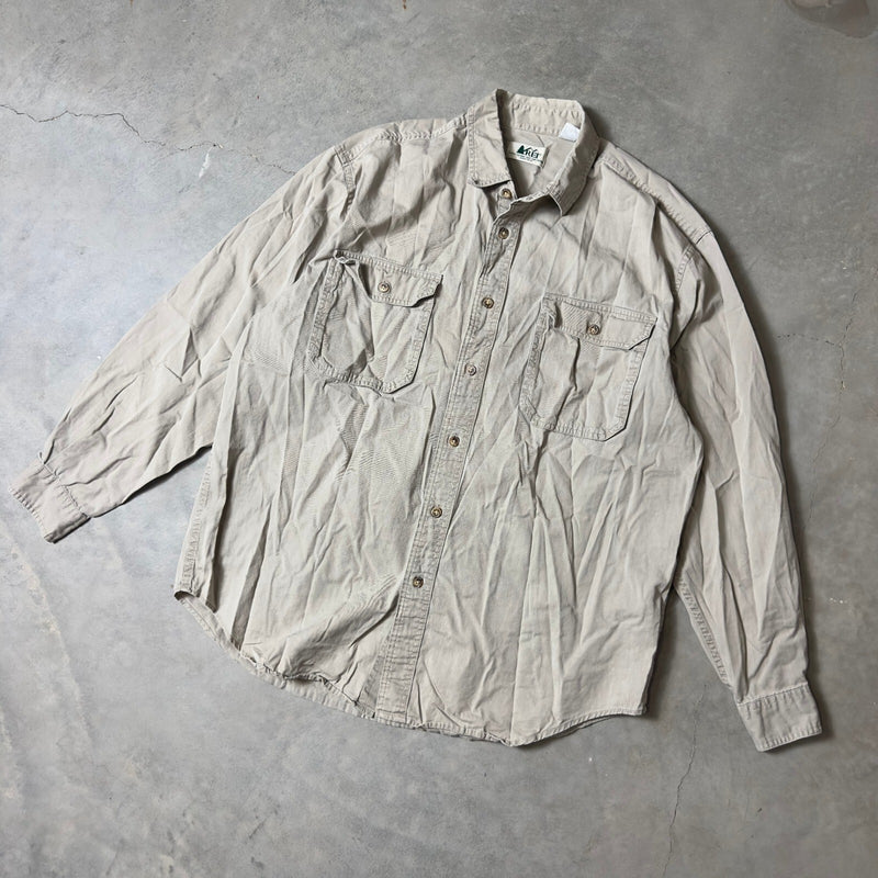Vintage REI Button Down Shirt Mens Large Tan Gorpcore