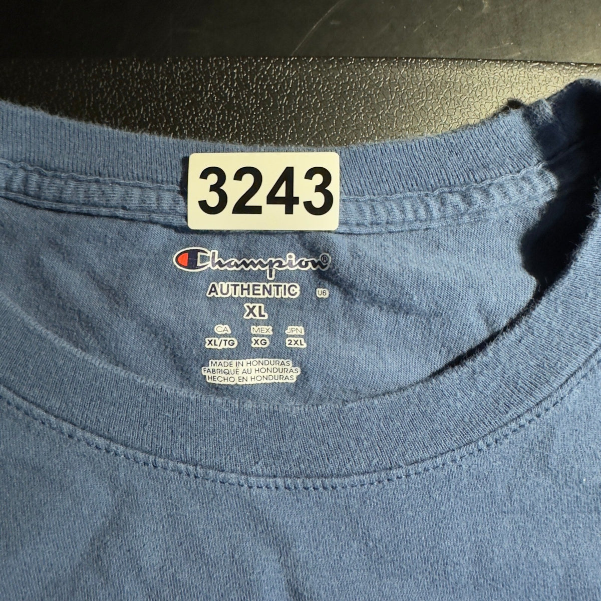 Champion Authentic T-Shirt Men XL Navy Blue Embroidered Logo