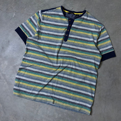 Vintage Y2K Sean John Tailored Fit Striped Henley Mens XL