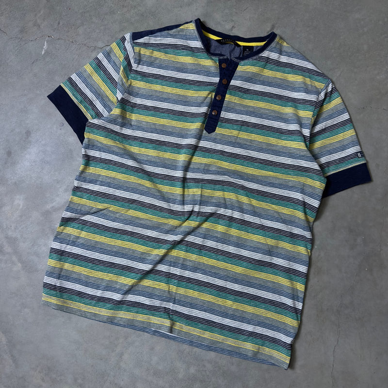 Vintage Y2K Sean John Tailored Fit Striped Henley Mens XL