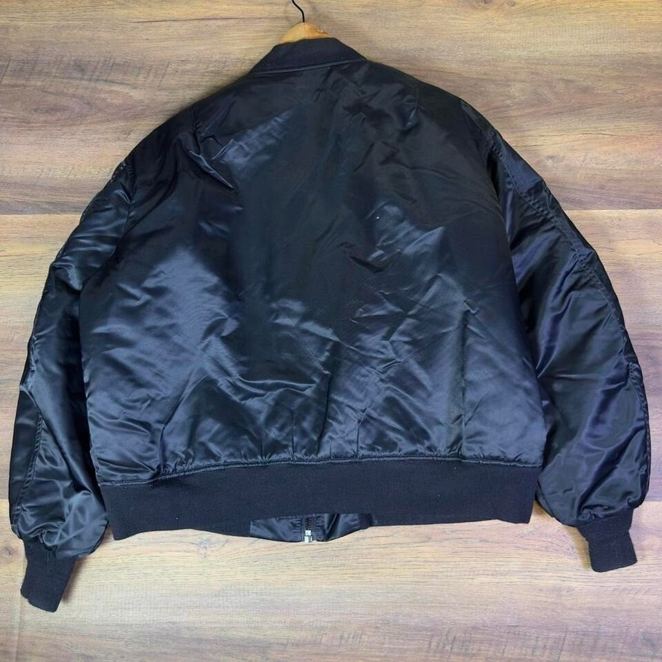 Vintage Safety Award Bomber Jacket Black Embroidered XXL