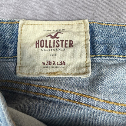 Hollister Classic Straight Jeans Mens 36x34 Light Wash Denim
