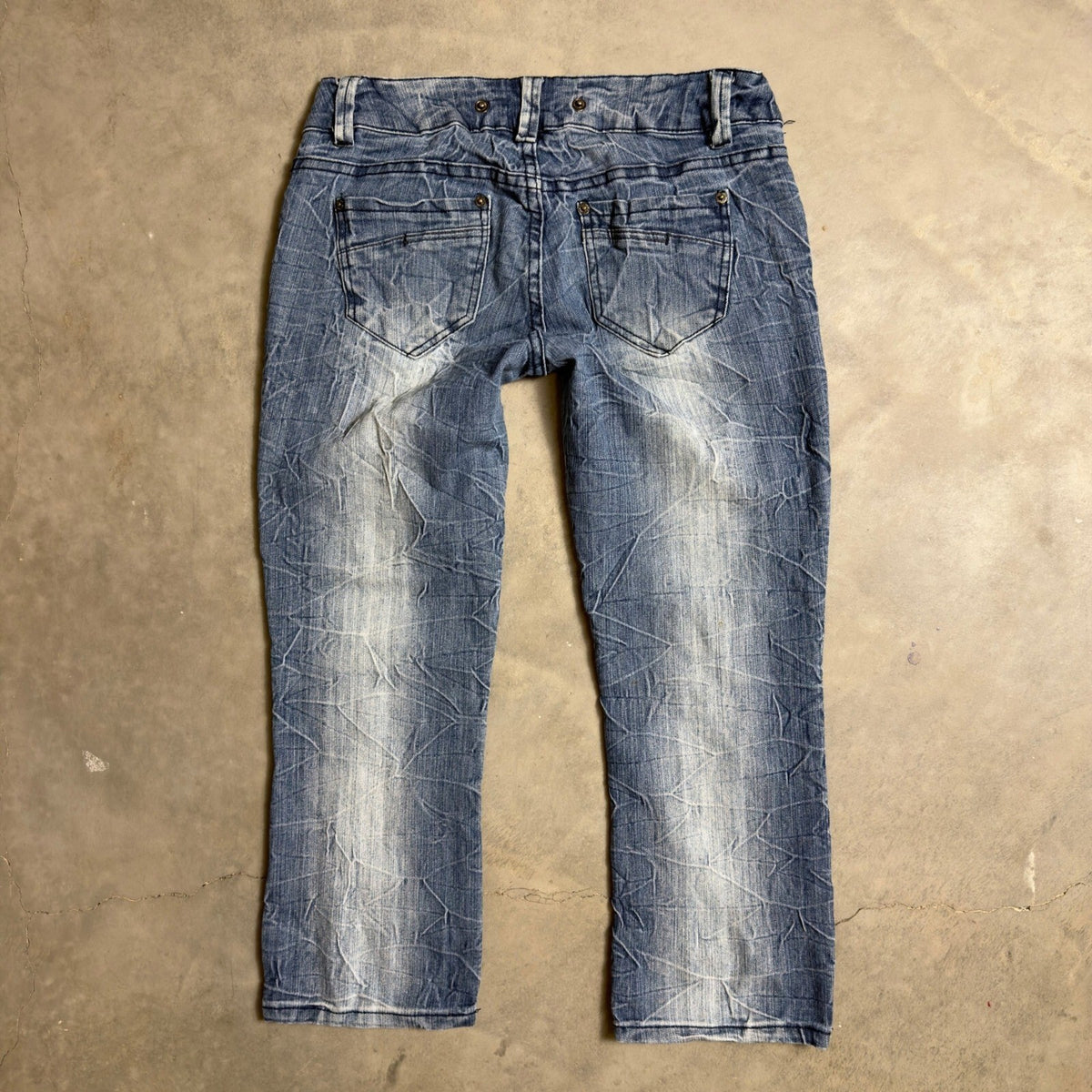 Vintage Bongo Distressed Crinkle Wash Capris Womens 5 Y2K