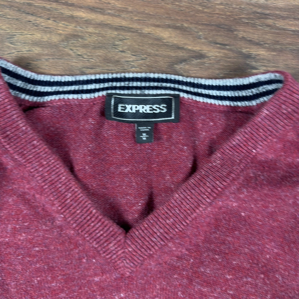 Y2K Express V-Neck Sweater Mens M Burgundy Heathered Knit