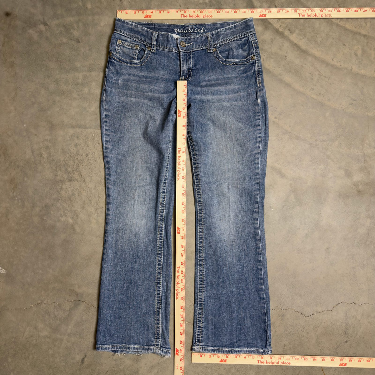 Maurices Baggy Bootcut Jeans Womens 7/8 Short Blue