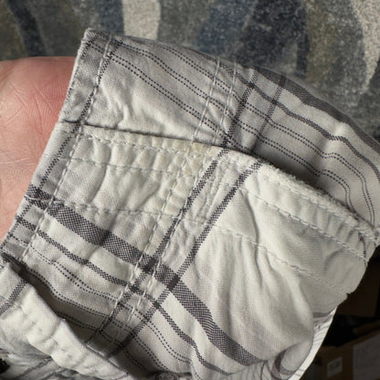 Express Plaid Cargo Shorts Mens 32 White Grey Baggy Preppy