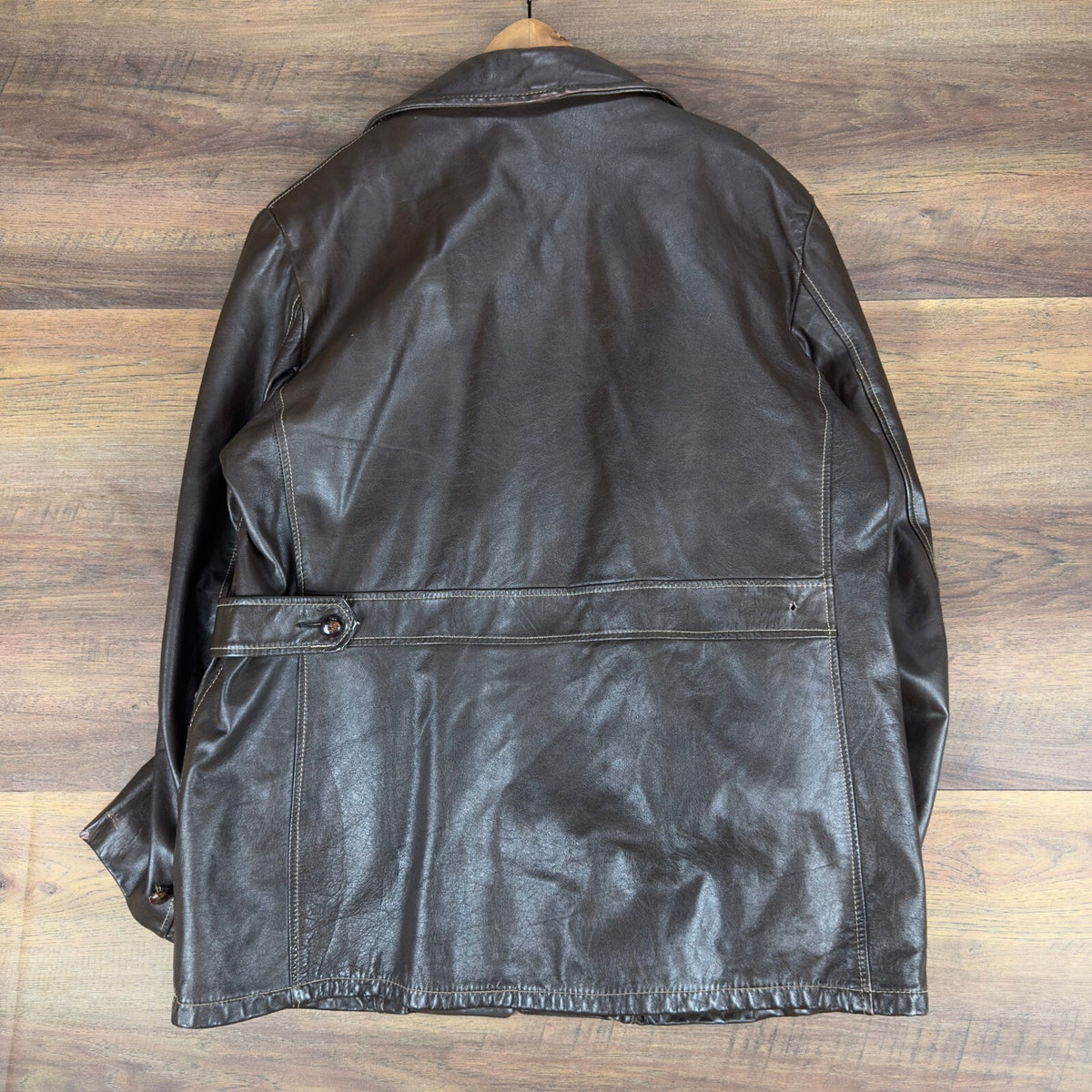 Vintage Towncraft Mens XL Brown Leather Car Coat Jacket