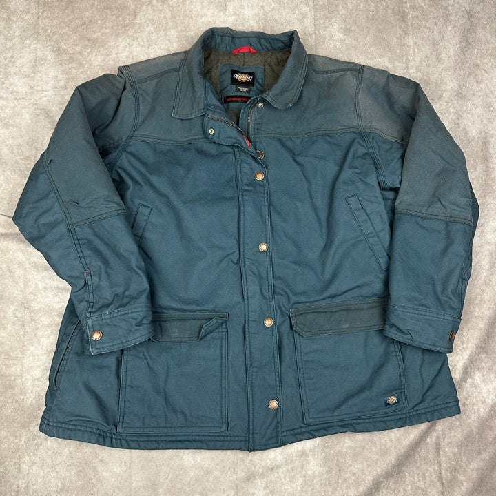 Dickies Duck Canvas Chore Coat 2XL Teal Quilt Lined Jacket