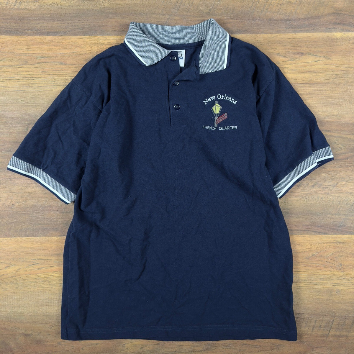 Vintage New Orleans French Quarter Polo Mens L Navy Blue