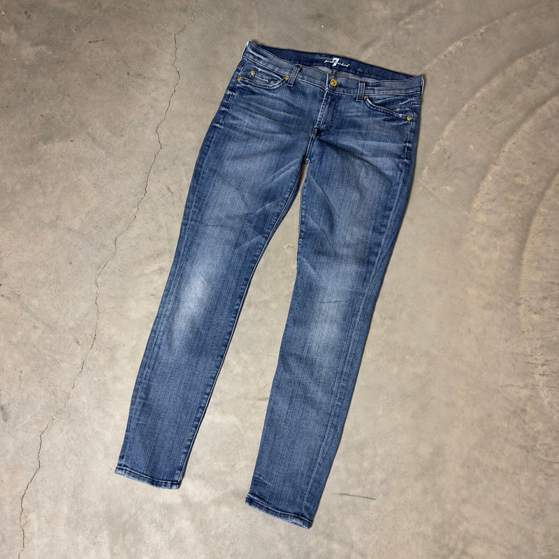 7 For All Mankind The Skinny Jeans Womens 29 Blue Stretch