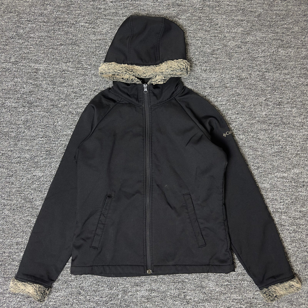 Columbia Softshell Jacket Womens M Black Sherpa Hood