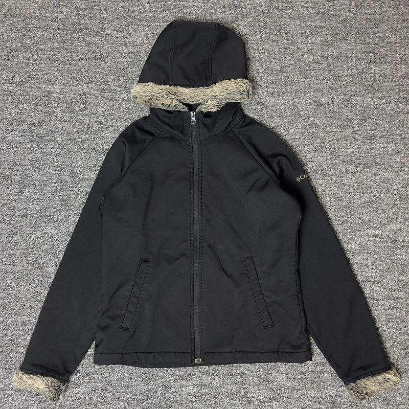 Columbia Softshell Jacket Womens M Black Sherpa Hood