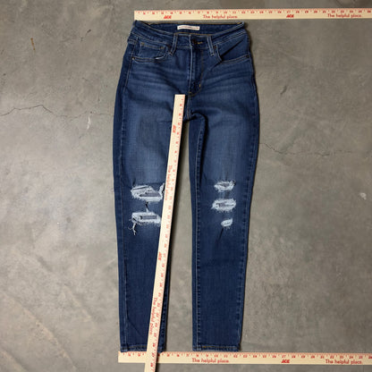 Levi's 721 Skinny Ankle Jeans Womens 26 Blue Distressed
