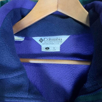 Columbia Women's Large Hooded Jacket Green Purple Y2K Vintage