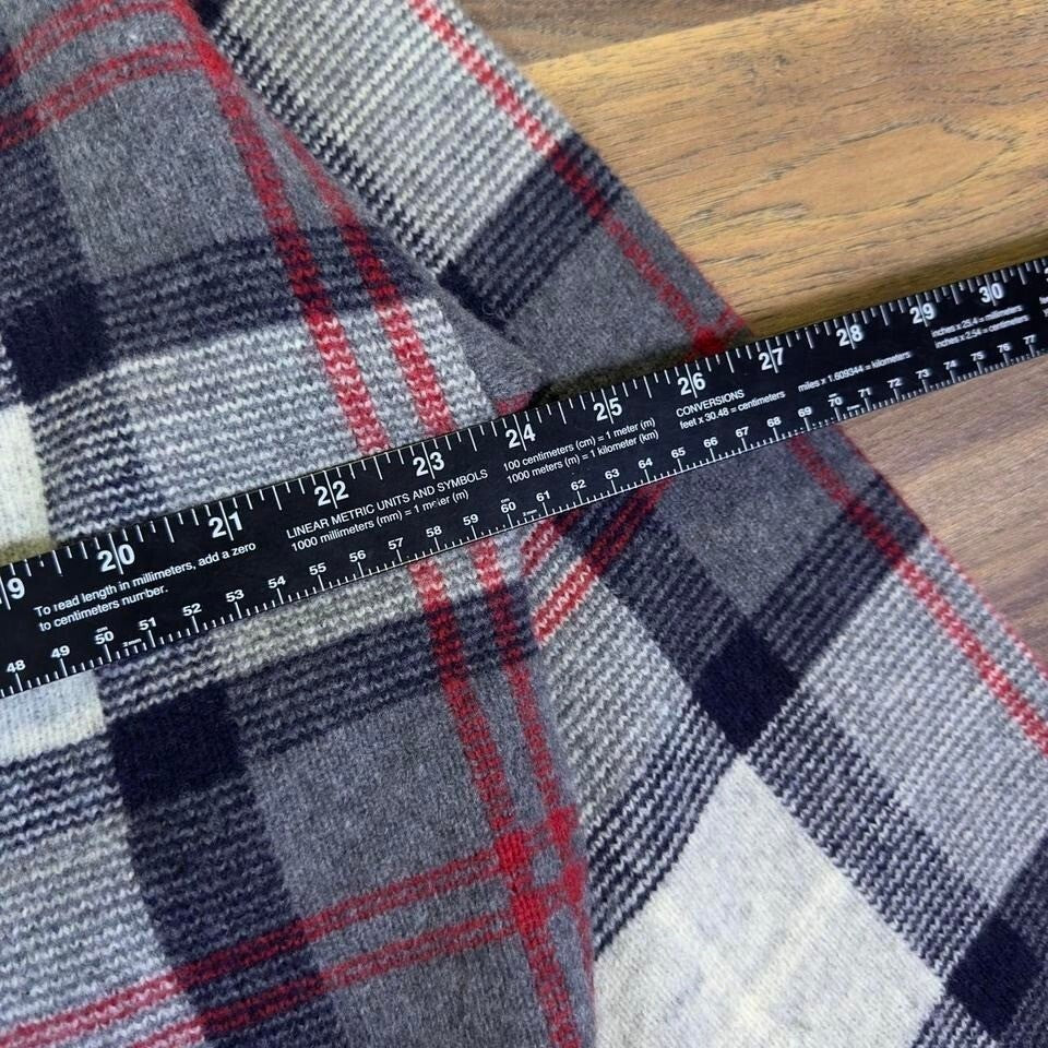 Nautica Plaid V-Neck Wool Sweater Men's Large Knit Pullover