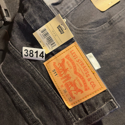 NWT Levi's 511 Slim Jeans Mens 36x32 Black Stretch