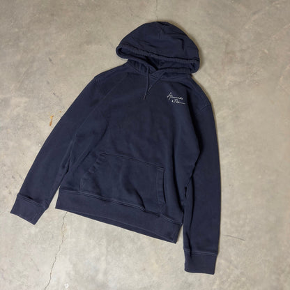 Abercrombie & Fitch Hoodie Mens Small Navy Blue Patch Logo
