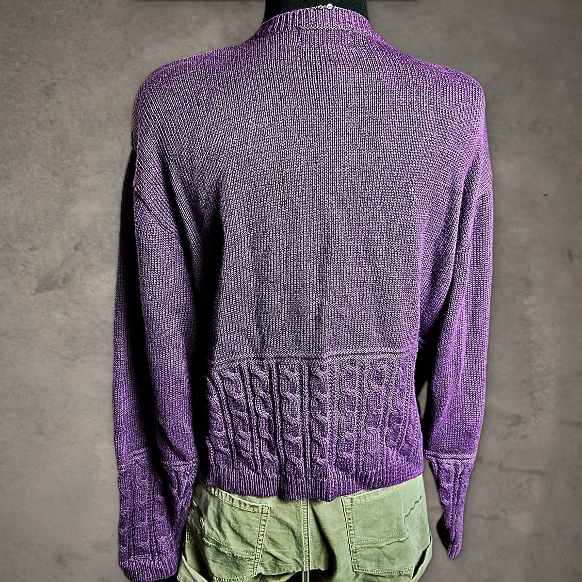 Vintage Christopher & Banks Cardigan Womens L Purple Cable