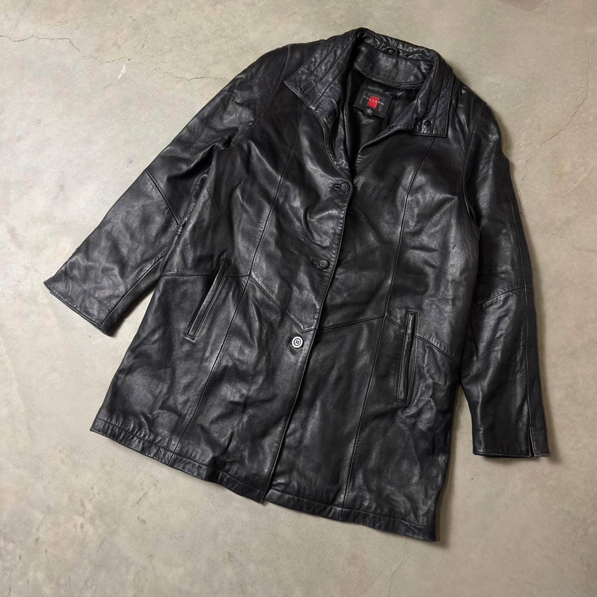 Vintage Gallery Leather Car Coat Womens Large Black Grunge Minimalist Streetwear