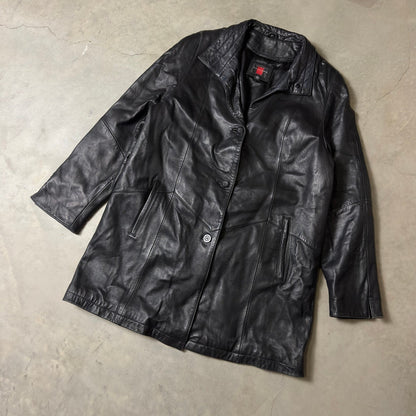 Vintage Gallery Leather Car Coat Womens Large Black Grunge Minimalist Streetwear