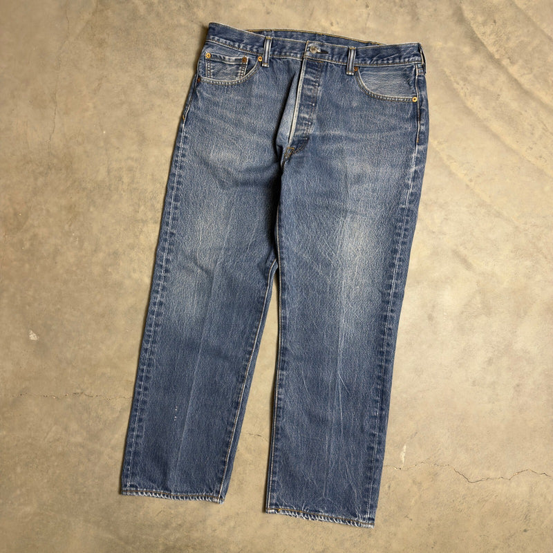 Levi's 501 Original Fit Jeans Mens 38x30 Blue Straight Leg Baggy Denim