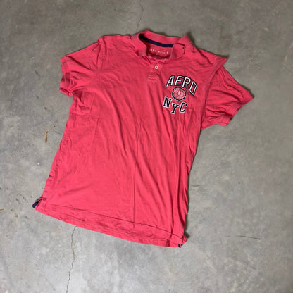Aeropostale Polo Mens XL Coral Pink Aero NYC Short Sleeve