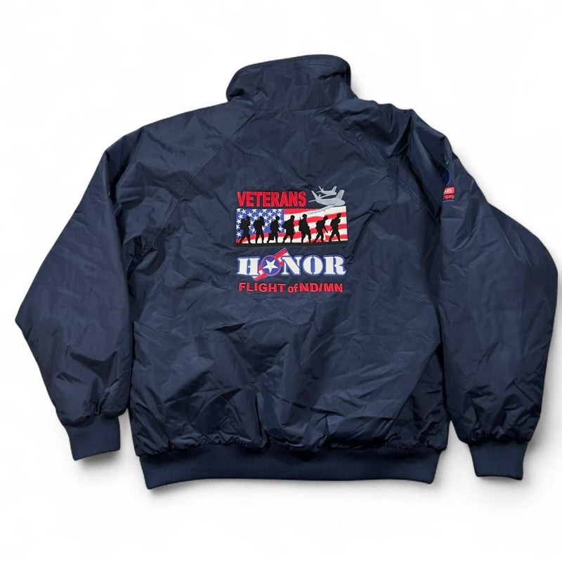 Port Authority Veterans Honor Flight Jacket Men's XL Navy Fleece Lined USA Flag