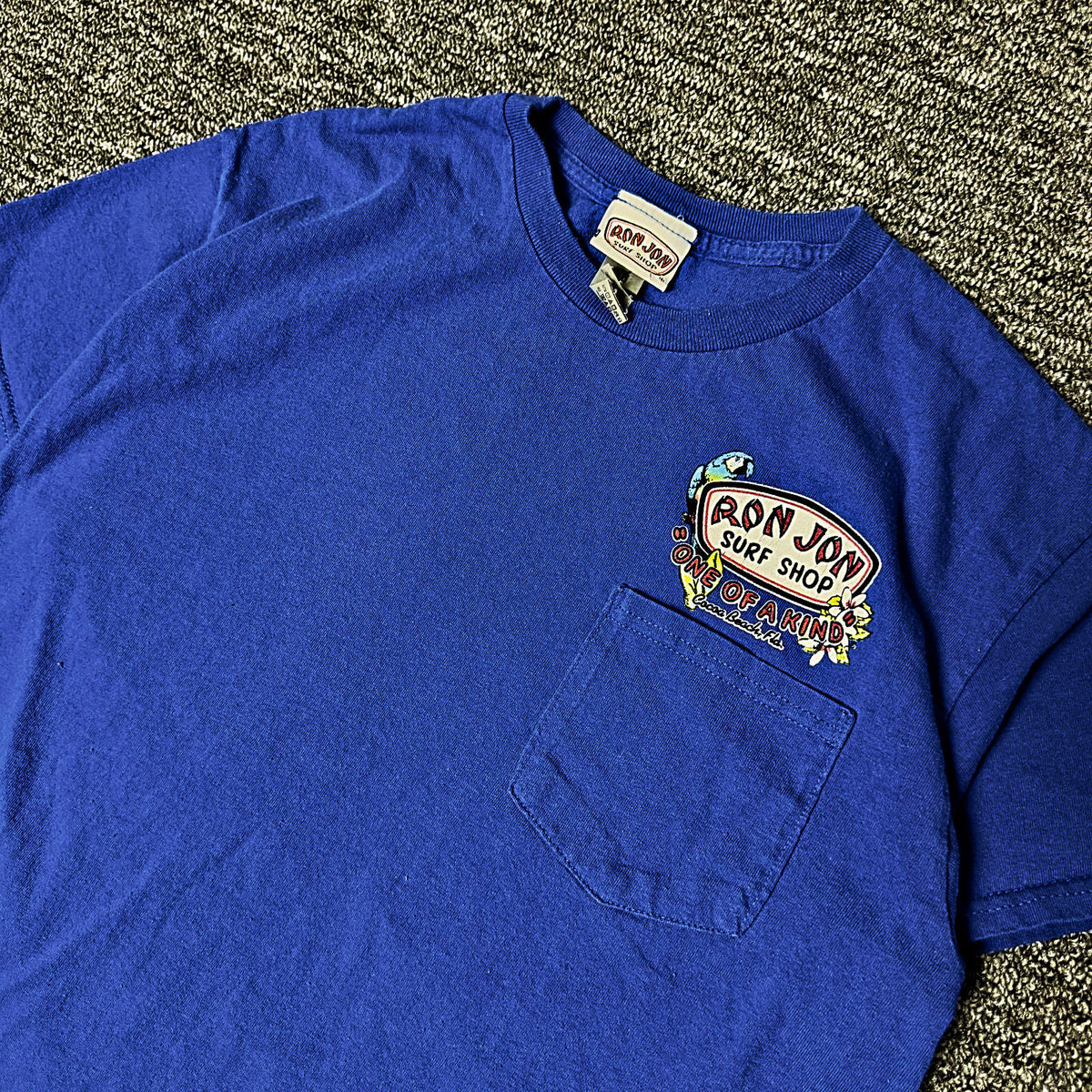 Ron Jon Surf Shop Pocket Tee Mens M Blue Cocoa Beach Surf