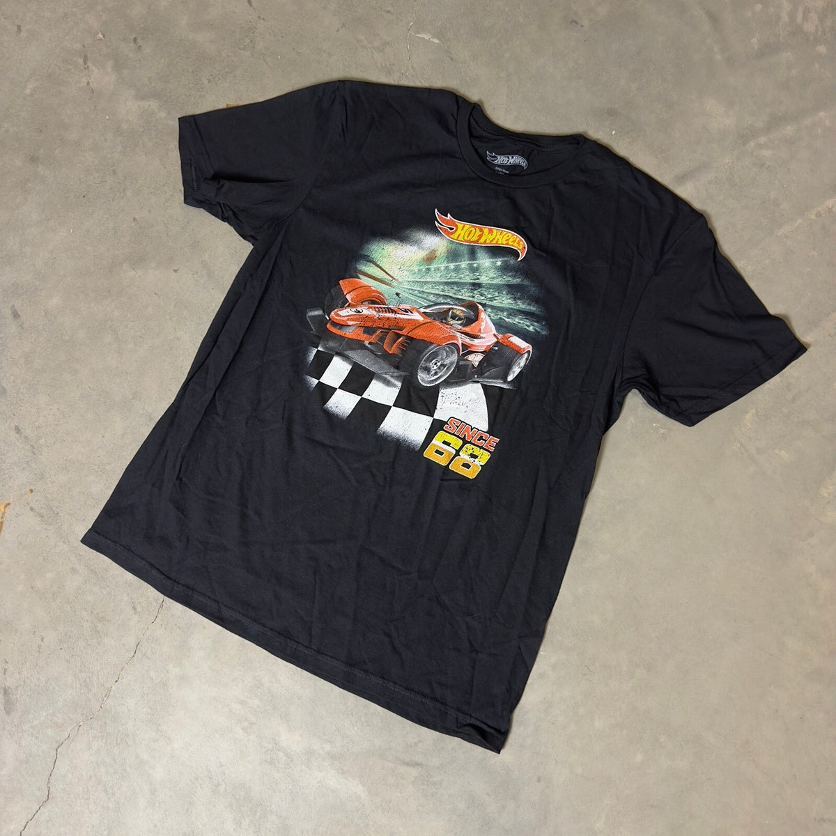 Hot Wheels Graphic T-Shirt Mens L Black Race Car Tee