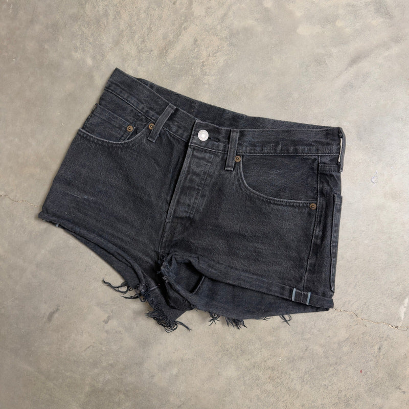 Levi's 501 Original Cut Off Denim Shorts Womens 26 Black