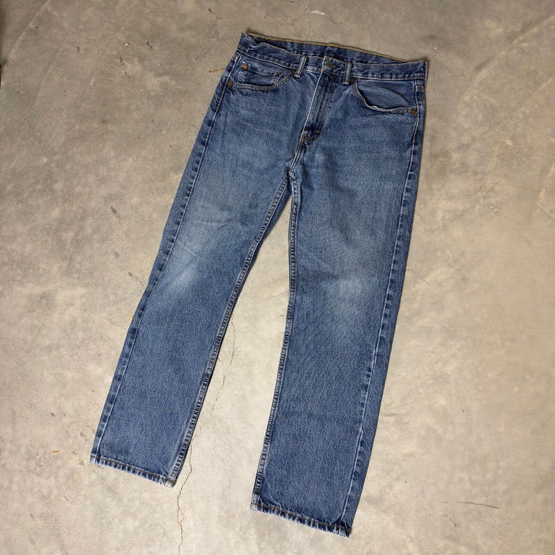 Levi's 505 Mens 34x30 Blue Denim Jeans Straight Fit