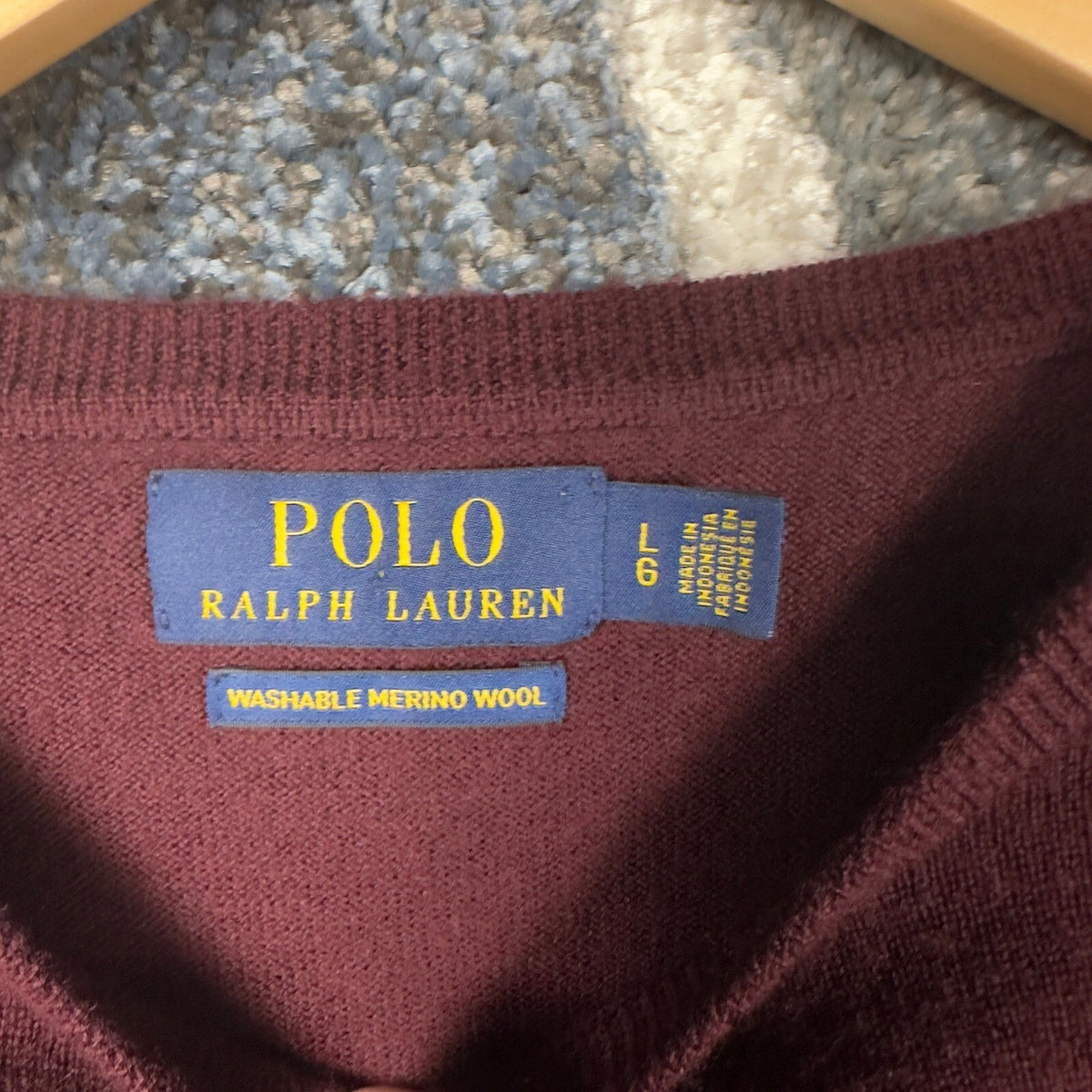 Polo Ralph Lauren Merino Wool Sweater Mens L Burgundy