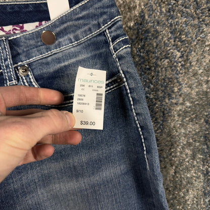 NEW Maurices Kaylee Distressed Capri Jeans Womens 9/10 Blue