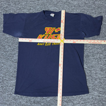 Vintage Jerzees KUSR 91+ Ames Radio Tee Mens L Navy