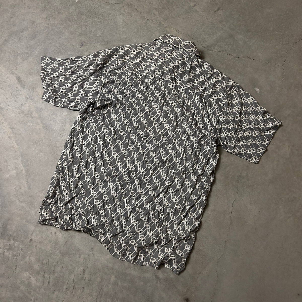 Vintage Addendum Button Down Shirt Men Medium Grey Abstract