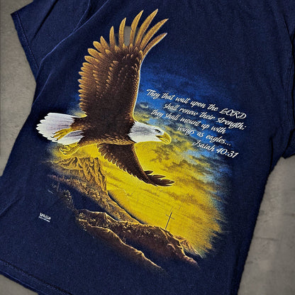 Fruit of the Loom Eagle Isaiah 40:31 Tee Mens M Navy