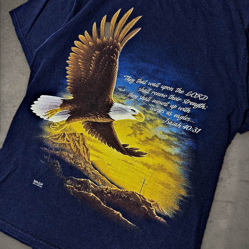Fruit of the Loom Eagle Isaiah 40:31 Tee Mens M Navy