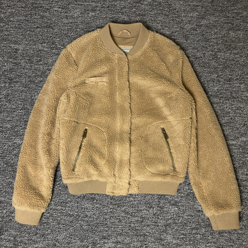 Levi's Sherpa Bomber Jacket Womens S Tan Teddy Cropped
